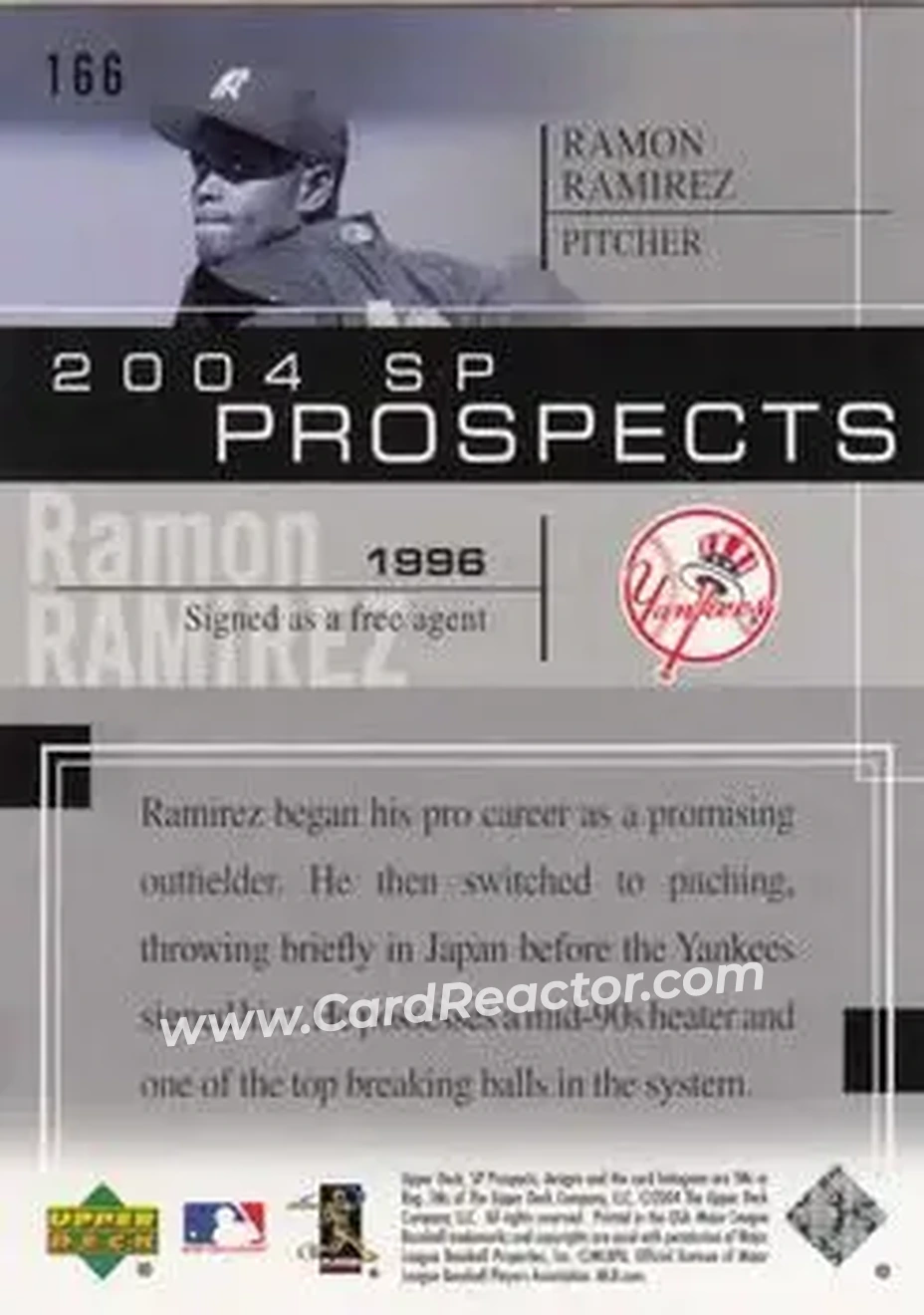 2004 SP Prospects #166 - Ramon Ramirez - New York Yankees - Back