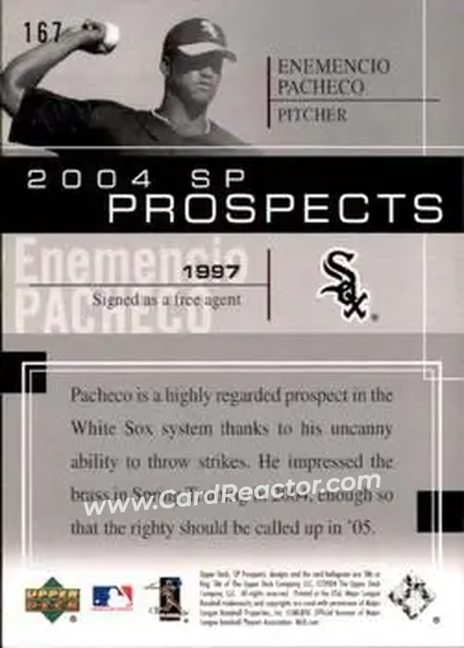 2004 SP Prospects #167 - Enemencio Pacheco - Chicago White Sox - Back
