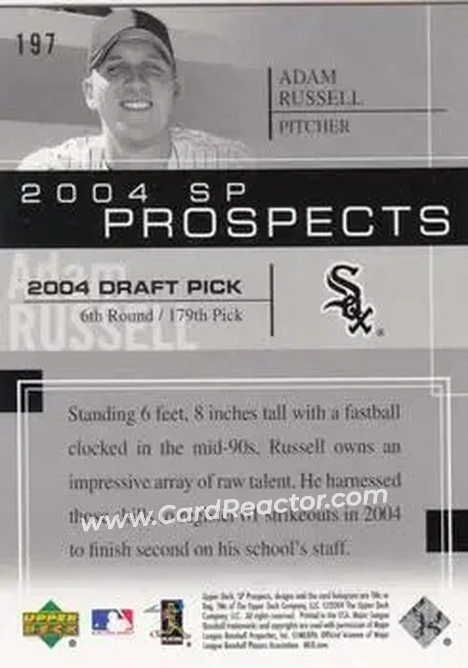 2004 SP Prospects #197 - Adam Russell - Chicago White Sox - Back