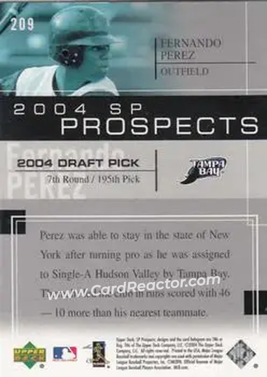 2004 SP Prospects #209 - Fernando Perez - Tampa Bay Devil Rays - Back