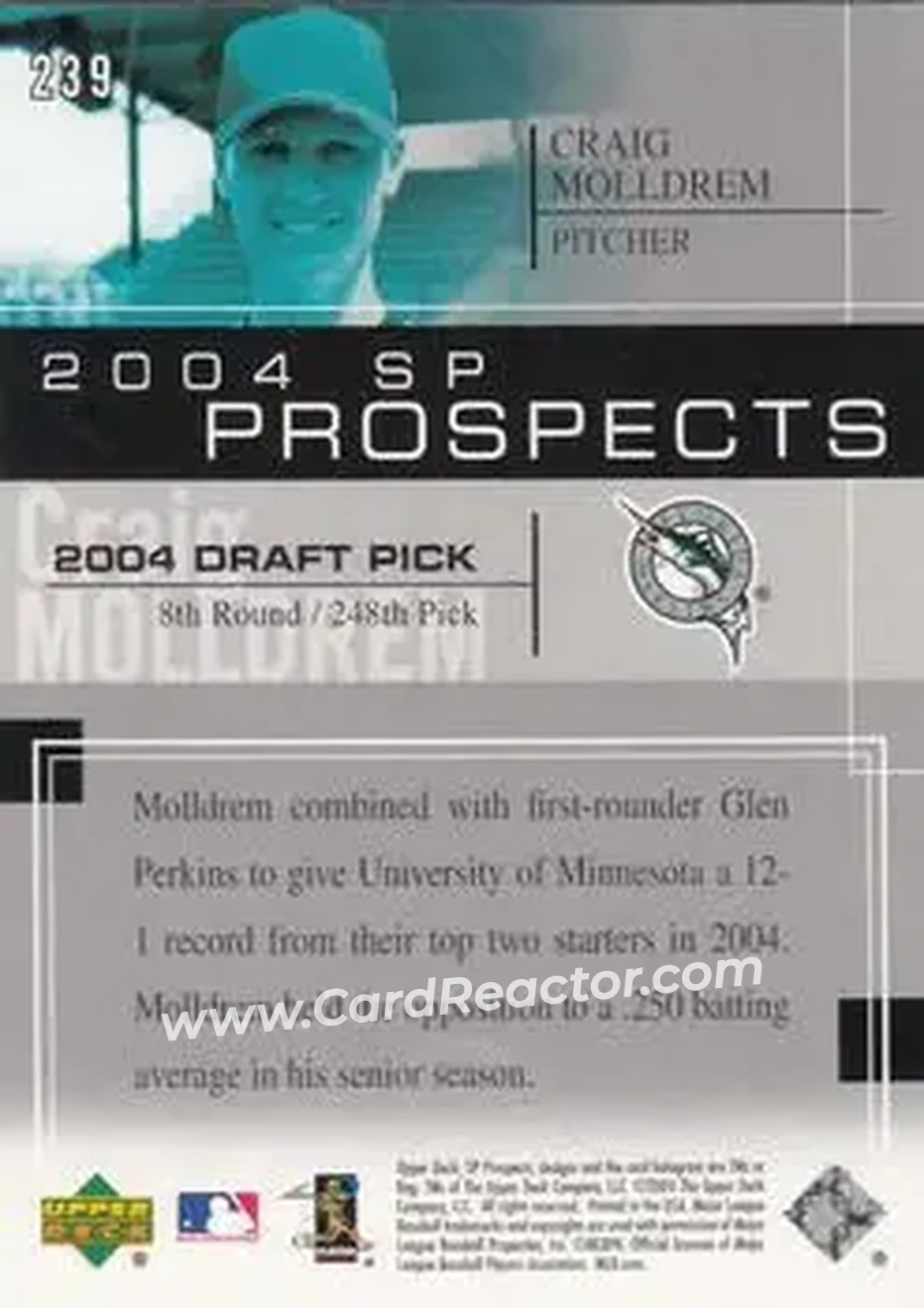 2004 SP Prospects #239 - Craig Molldrem - Florida Marlins - Back