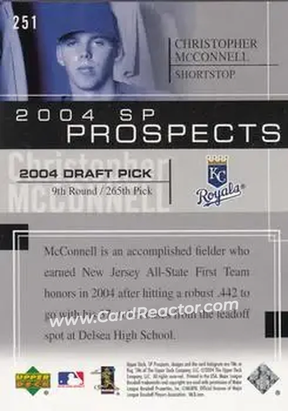 2004 SP Prospects #251 - Christopher McConnell - Kansas City Royals - Back