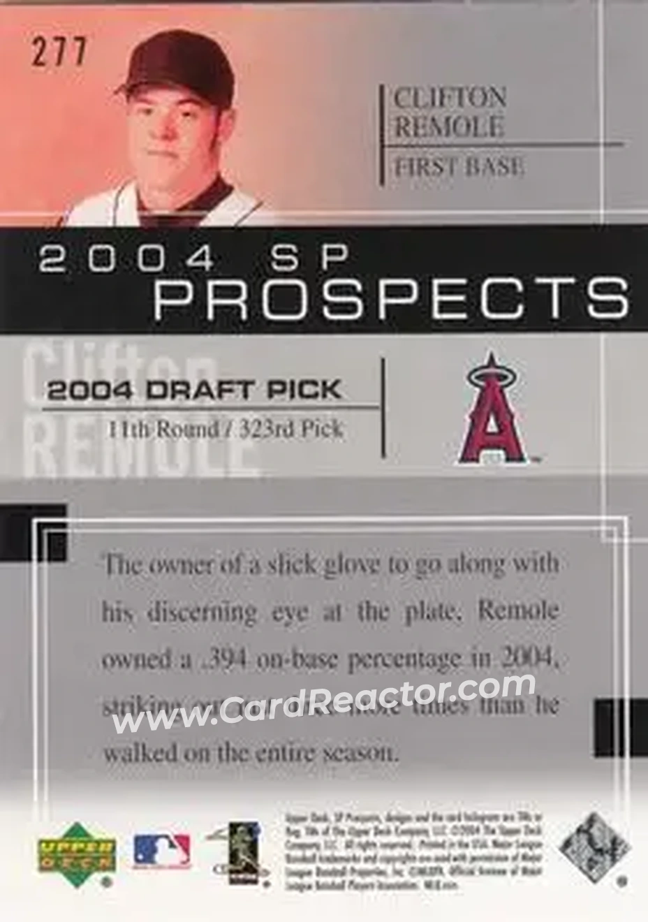 2004 SP Prospects #277 - Clifton Remole - Anaheim Angels - Back