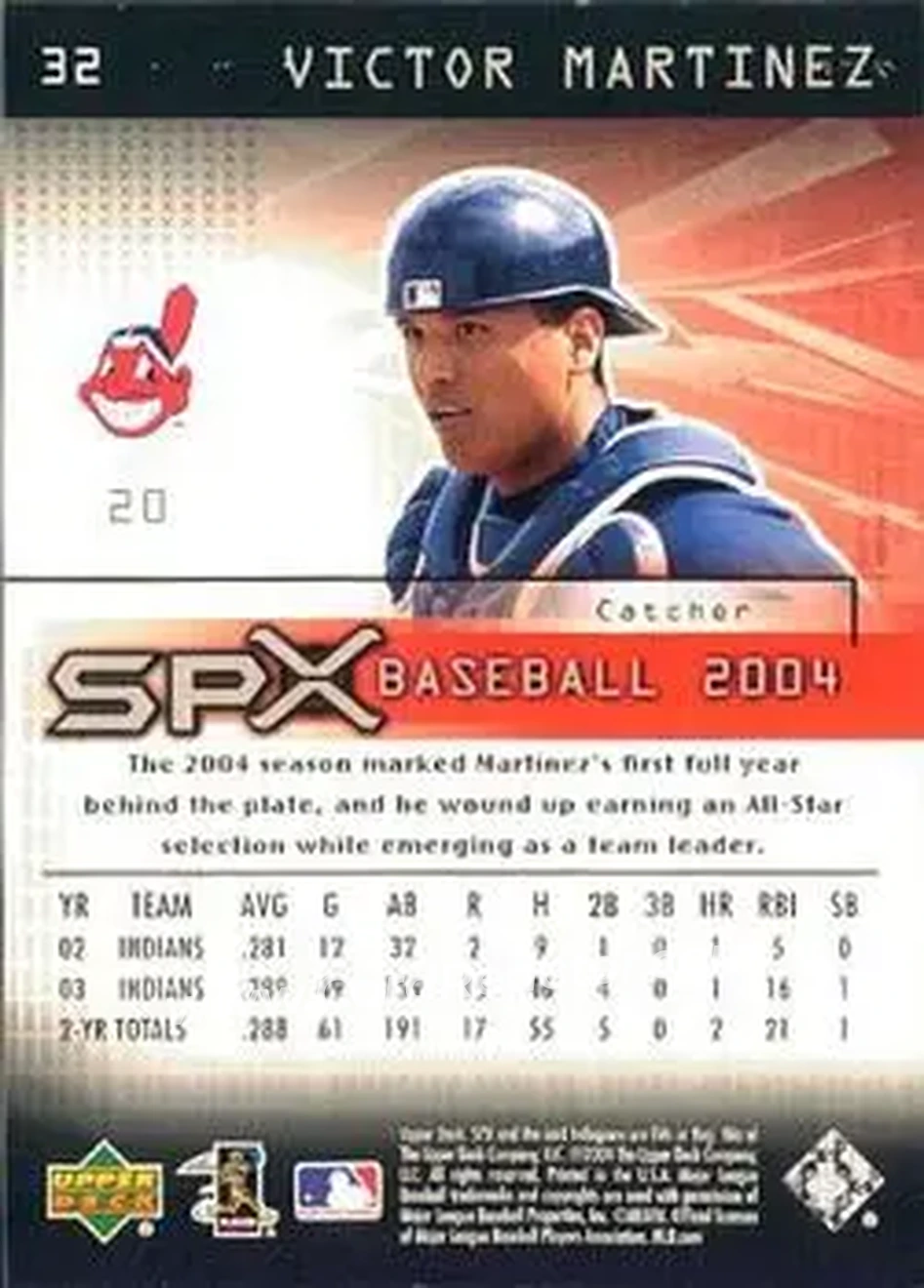 2004 SPx #32 - Victor Martinez - Cleveland Indians - Back 2004 SPx #32 - Victor Martinez - Cleveland Indians - Back