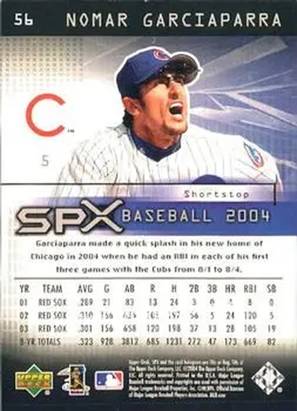 2004 SPx #56 - Nomar Garciaparra - Chicago Cubs - Back