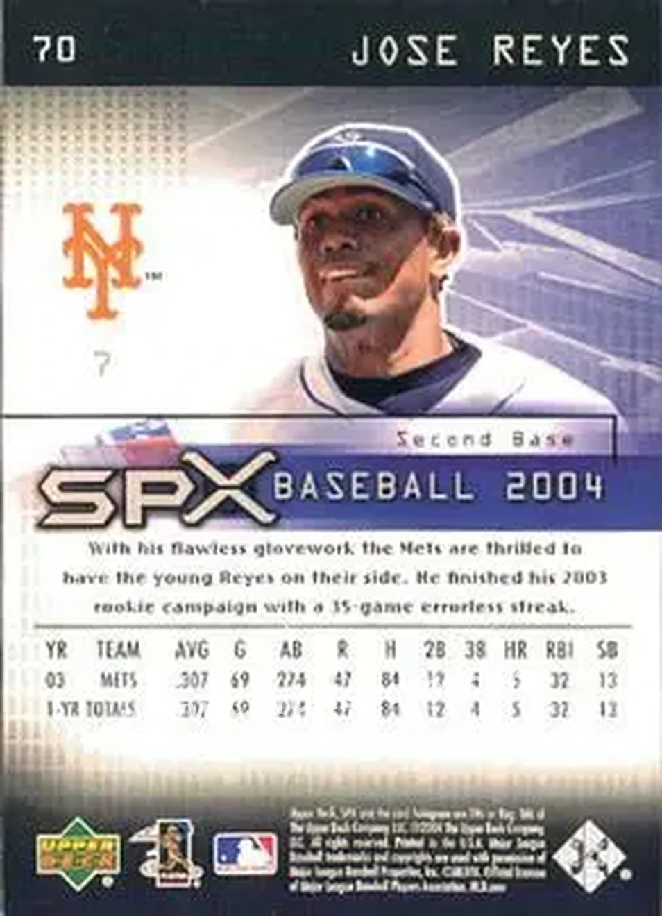 2004 SPx #70 - Jose Reyes - New York Mets - Back 2004 SPx #70 - Jose Reyes - New York Mets - Back