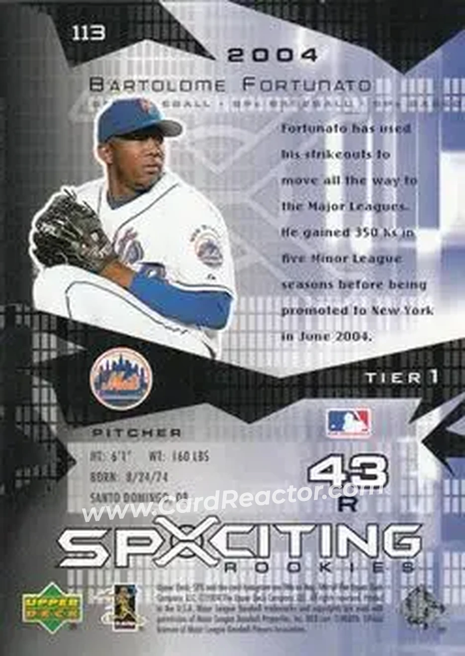 2004 SPx #113 - Bartolome Fortunato - New York Mets - Back