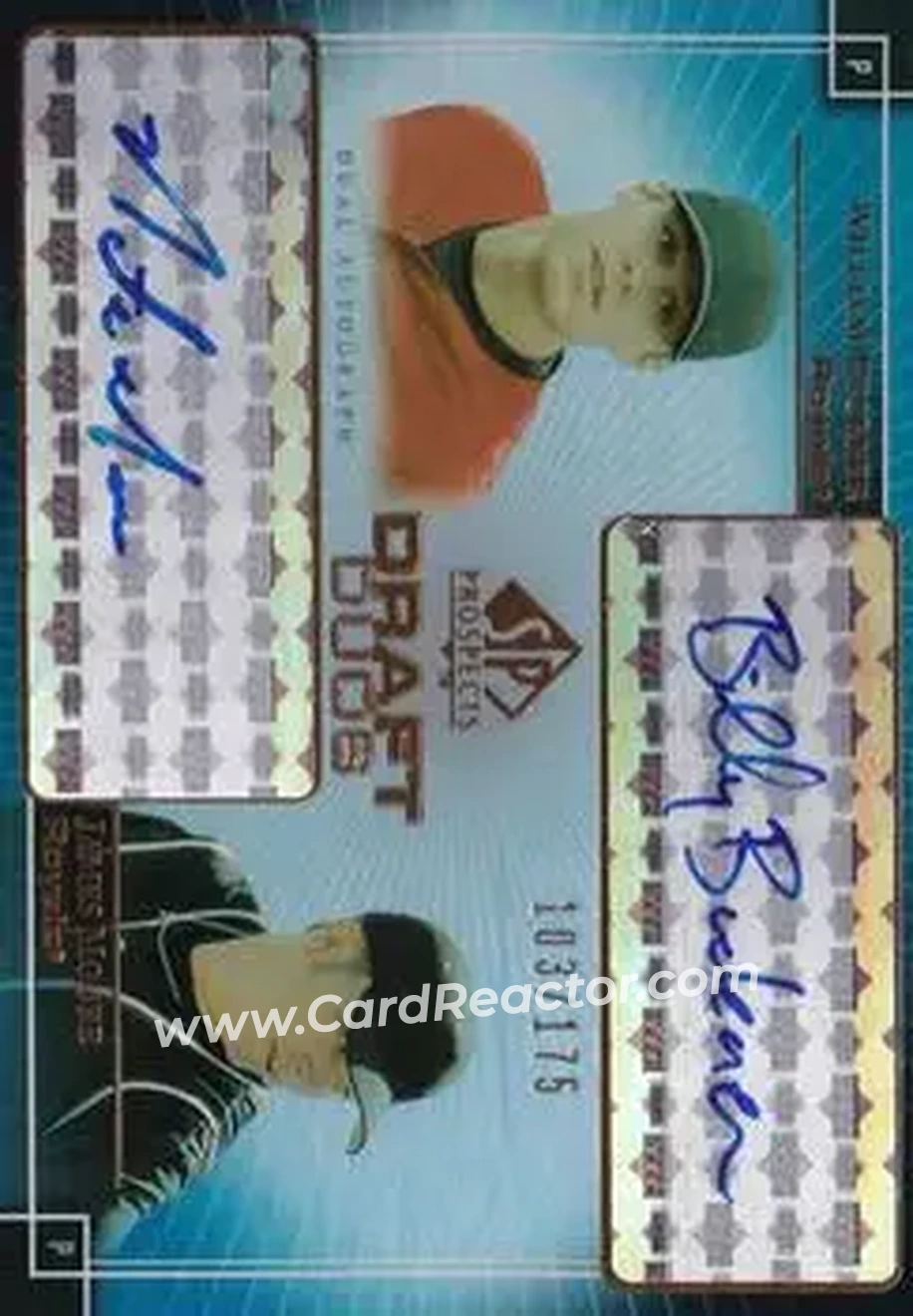 2004 SP Prospects - Draft Duos Dual Autographs #DD-BM - Billy Buckner - James Moore - Kansas City Royals - Front 2004 SP Prospects - Draft Duos Dual Autographs #DD-BM - Billy Buckner - James Moore - Kansas City Royals - Front