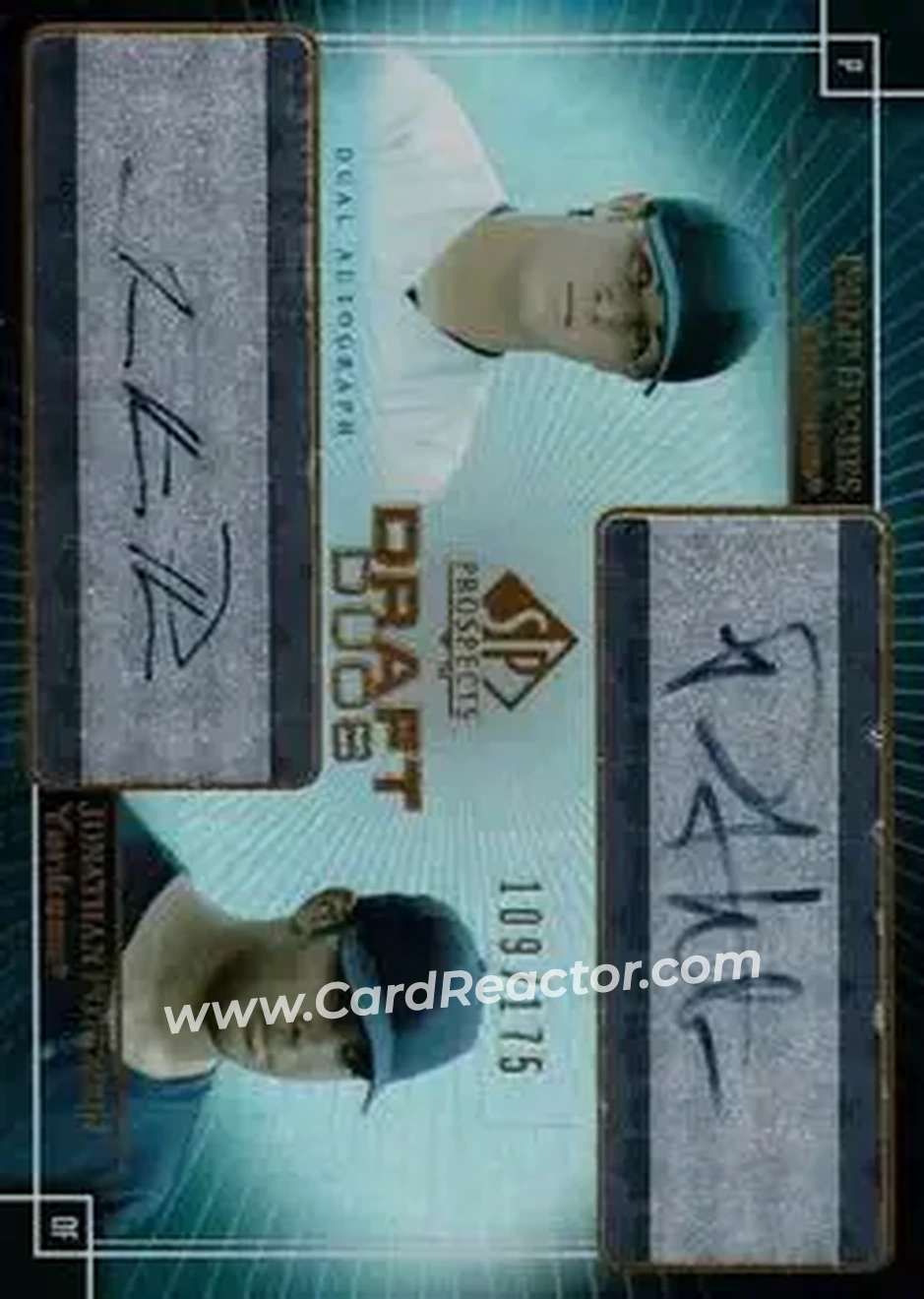 2004 SP Prospects - Draft Duos Dual Autographs #DD-HP - Phil Hughes - Jonathan Poterson - New York Yankees - Front 2004 SP Prospects - Draft Duos Dual Autographs #DD-HP - Phil Hughes - Jonathan Poterson - New York Yankees - Front