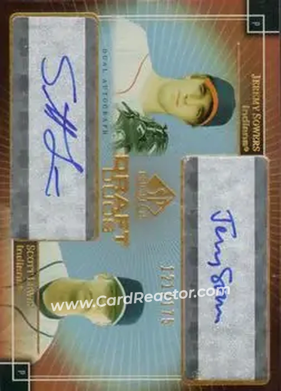 2004 SP Prospects - Draft Duos Dual Autographs #DD-JS - Jeremy Sowers - Scott Lewis - Cleveland Indians - Front 2004 SP Prospects - Draft Duos Dual Autographs #DD-JS - Jeremy Sowers - Scott Lewis - Cleveland Indians - Front