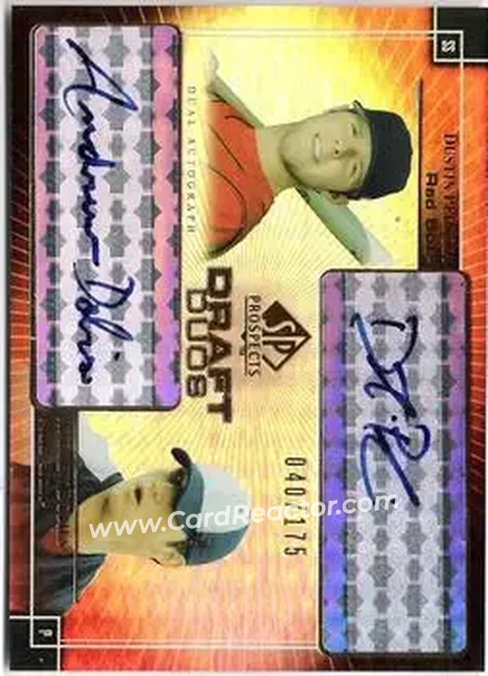 2004 SP Prospects - Draft Duos Dual Autographs #DD-PD - Dustin Pedroia - Andrew Dobies - Boston Red Sox - Front