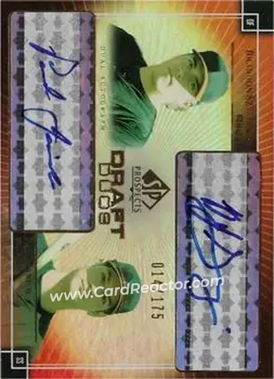 2004 SP Prospects - Draft Duos Dual Autographs #DD-SJ - B.J. Szymanski - Paul Janish - Cincinnati Reds - Front 2004 SP Prospects - Draft Duos Dual Autographs #DD-SJ - B.J. Szymanski - Paul Janish - Cincinnati Reds - Front