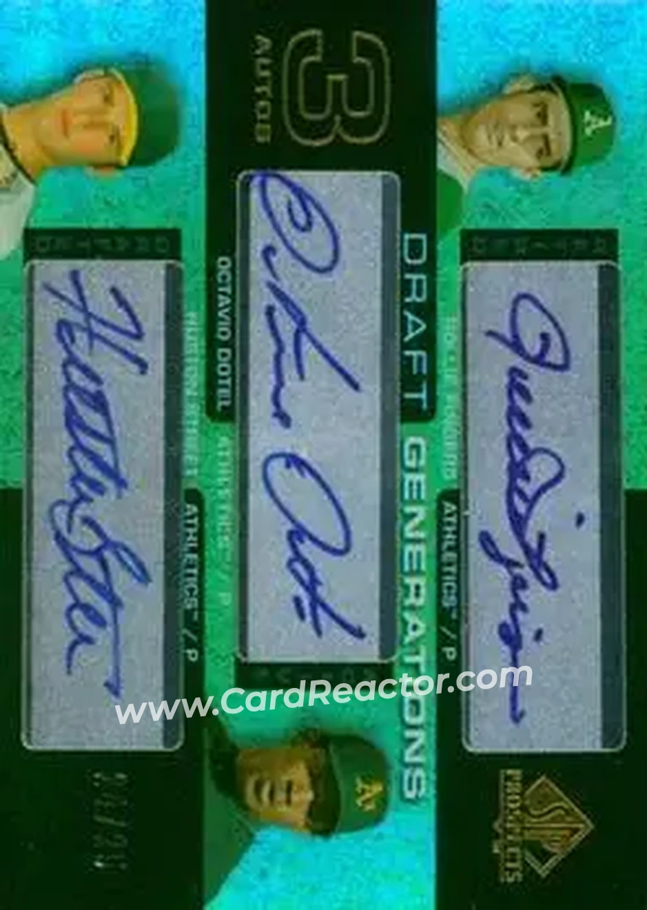 2004 SP Prospects - Draft Generations Triple Autographs #DG-FDS - Rollie Fingers - Octavio Dotel - Huston Street - Oakland Athletics - Front