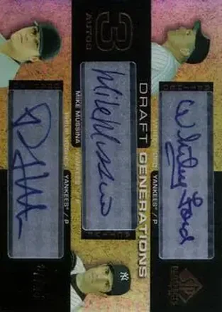 2004 SP Prospects #DG-FMH Draft Generations Triple Autographs Whitey Ford - Mike Mussina - Phil Hughes