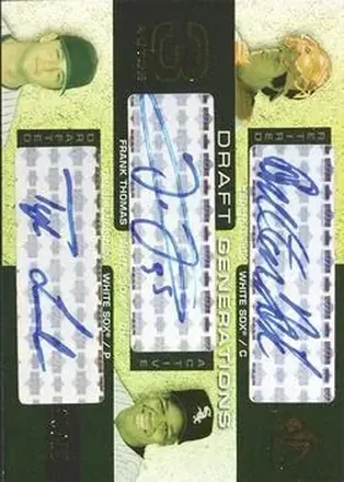 2004 SP Prospects #DG-FTL Draft Generations Triple Autographs Carlton Fisk - Frank Thomas - Tyler Lumsden