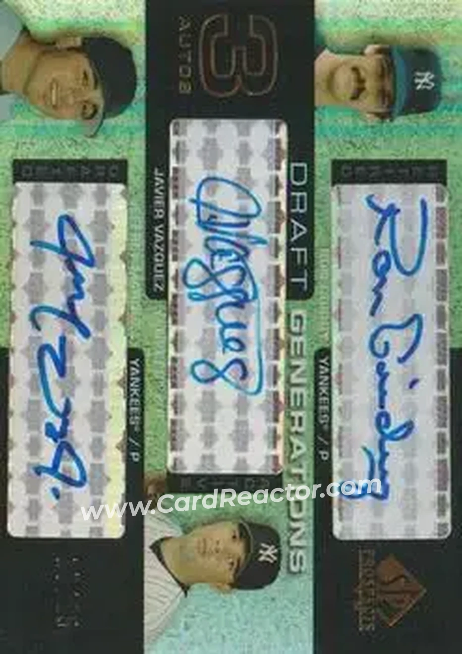 2004 SP Prospects - Draft Generations Triple Autographs #DG-GVM - Ron Guidry - Javier Vazquez - Jeffrey Marquez - New York Yankees - Front