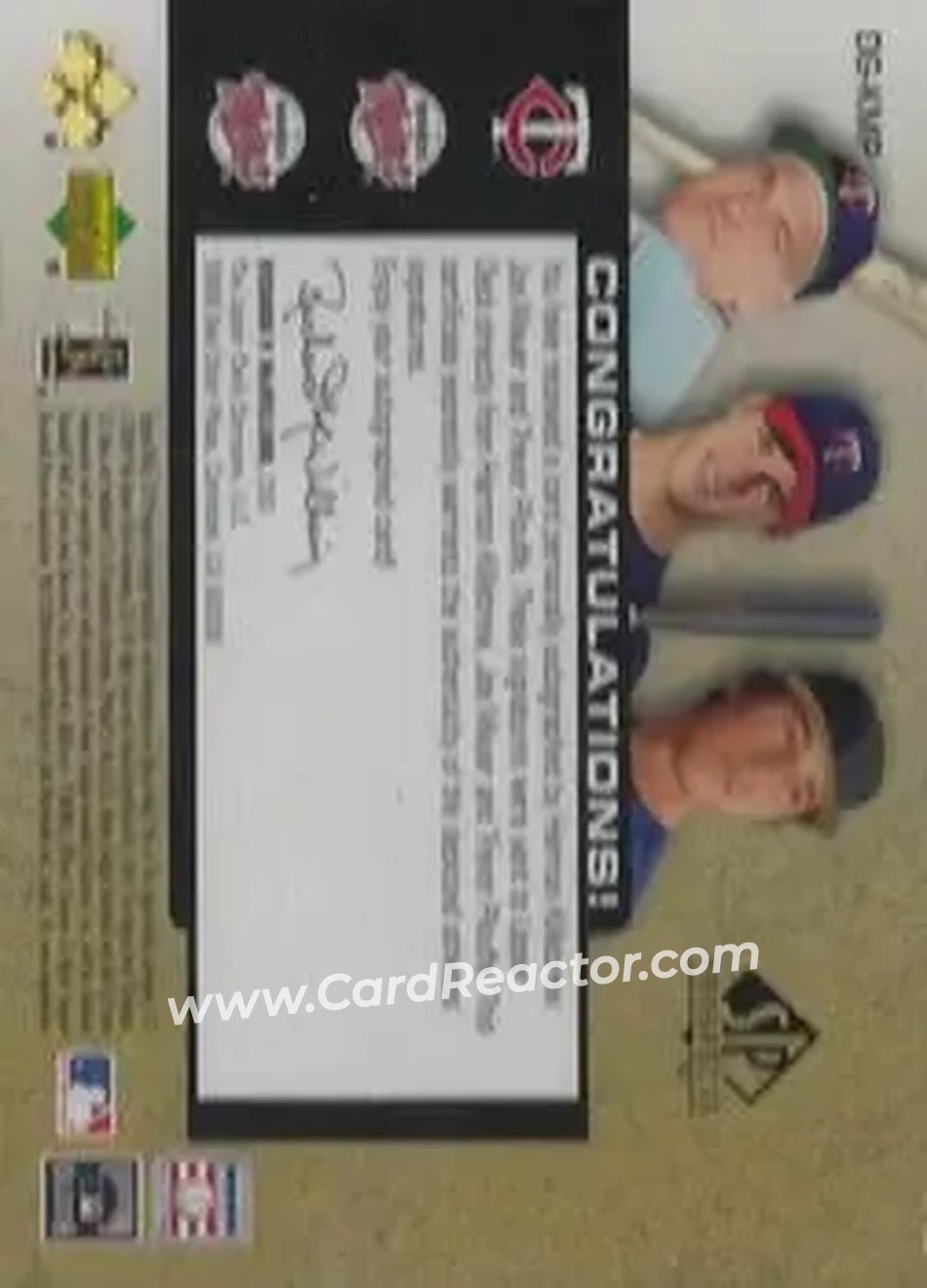 2004 SP Prospects - Draft Generations Triple Autographs #DG-KMP - Harmon Killebrew - Joe Mauer - Trevor Plouffe - Minnesota Twins - Back