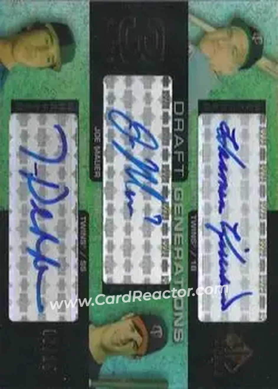 2004 SP Prospects - Draft Generations Triple Autographs #DG-KMP - Harmon Killebrew - Joe Mauer - Trevor Plouffe - Minnesota Twins - Front