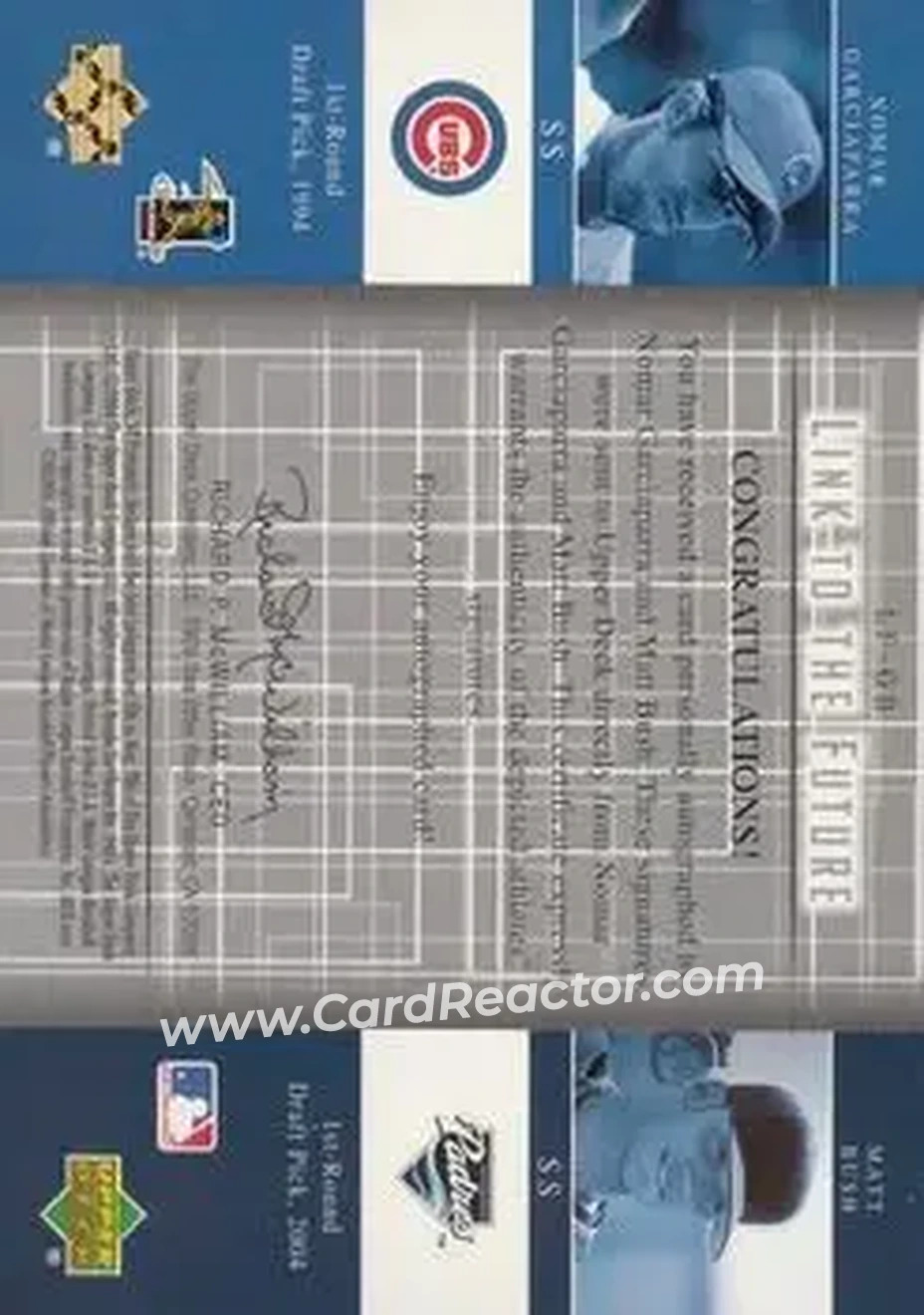 2004 SP Prospects - Link to the Future Dual Autographs #LF-GB - Nomar Garciaparra - Matt Bush - Back