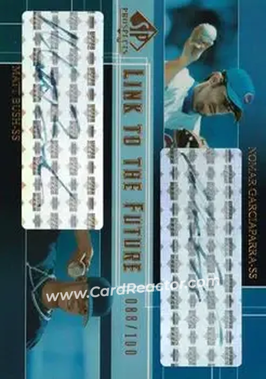 2004 SP Prospects - Link to the Future Dual Autographs #LF-GB - Nomar Garciaparra - Matt Bush - Front
