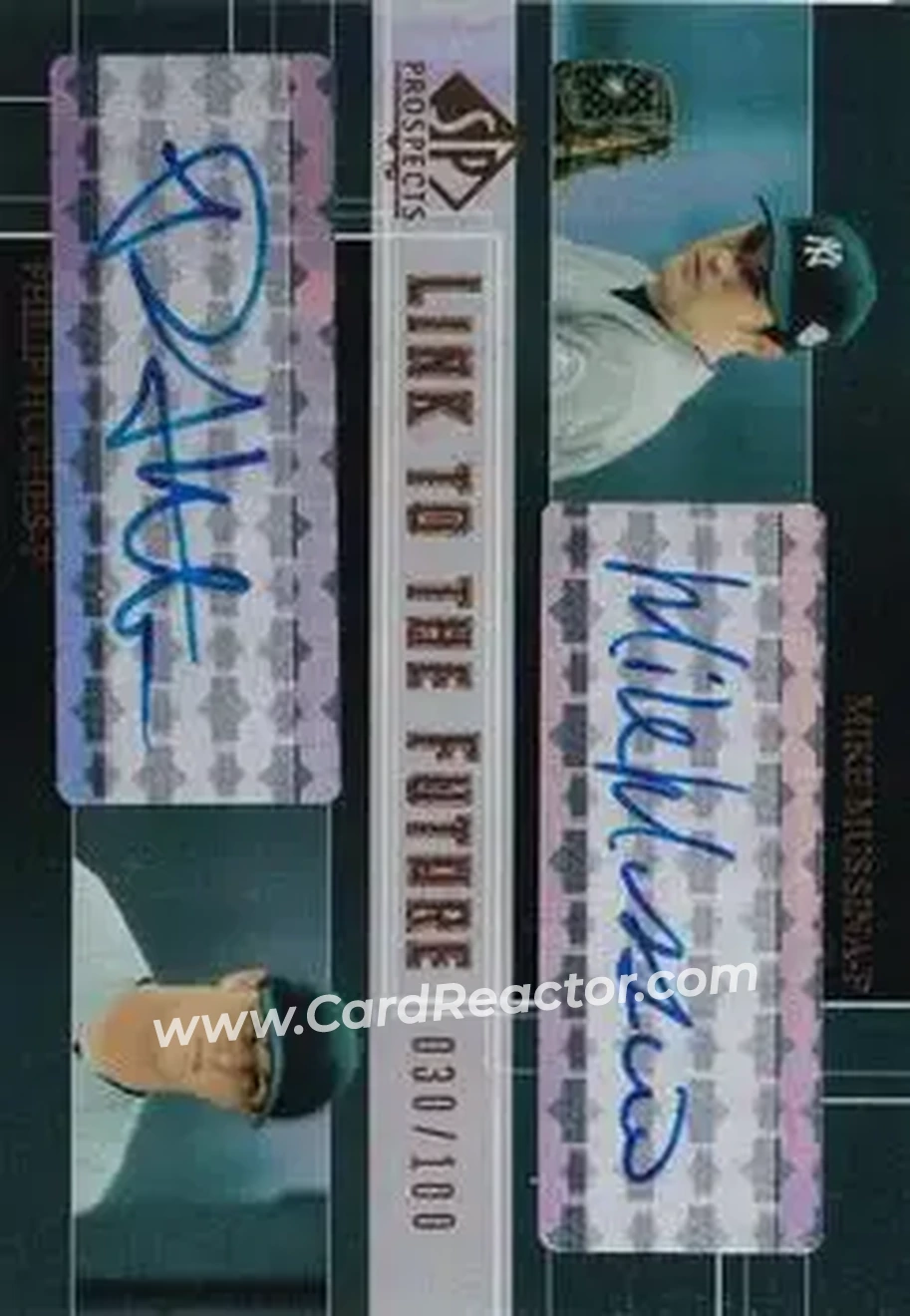 2004 SP Prospects - Link to the Future Dual Autographs #LF-MH - Mike Mussina - Phil Hughes - New York Yankees - Front
