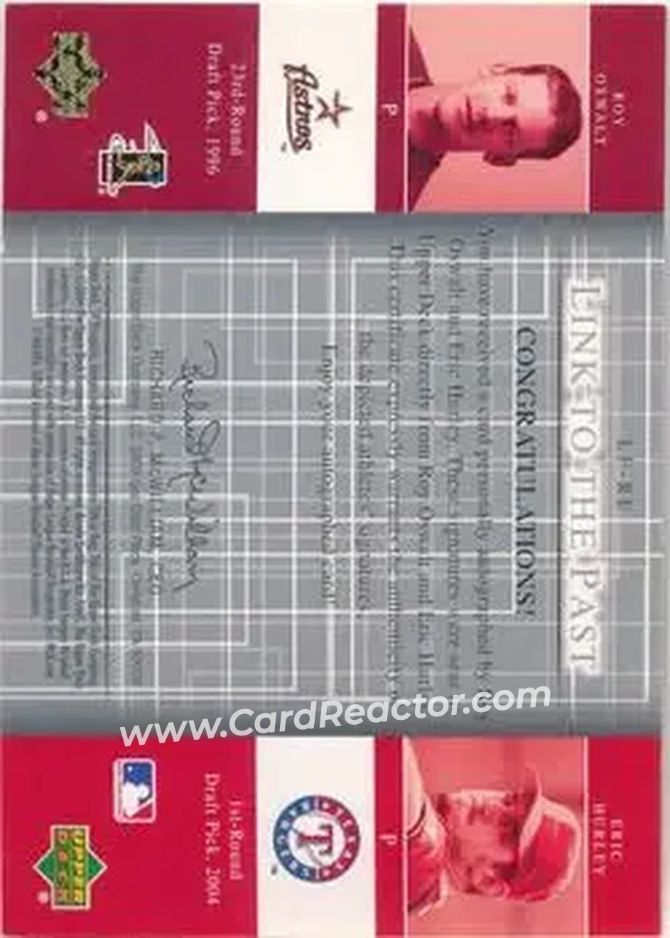 2004 SP Prospects - Link to the Future Dual Autographs #LF-RE - Roy Oswalt - Eric Hurley - Back