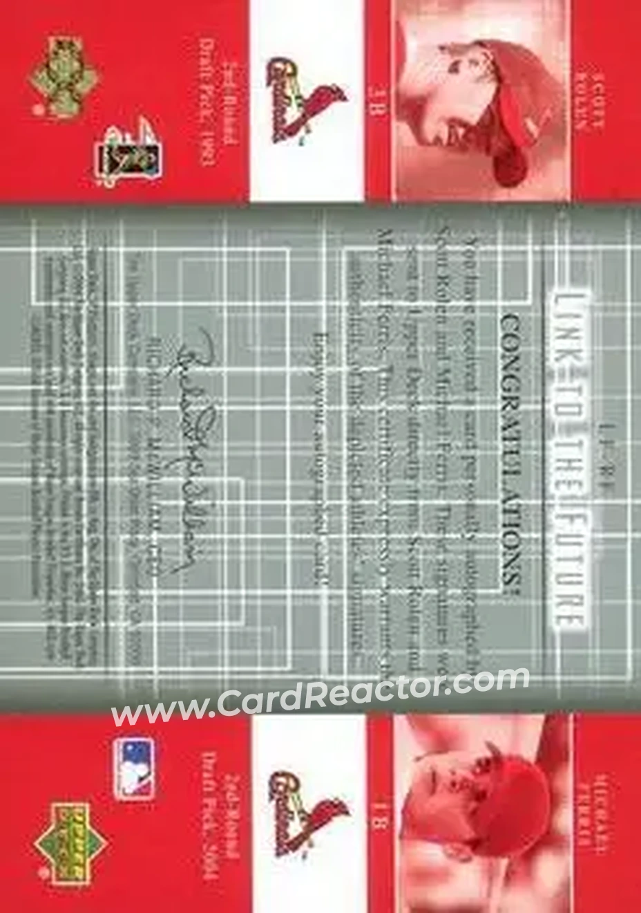 2004 SP Prospects - Link to the Future Dual Autographs #LF-RF - Scott Rolen - Michael Ferris - St. Louis Cardinals - Back