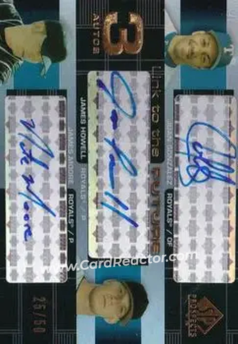 2004 SP Prospects - Link to the Future Triple Autographs #LFT-GHM - Juan Gonzalez - James Howell - James Moore - Kansas City Royals - Front