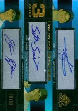 2004 SP Prospects #LFT-HSR Link to the Future Triple Autographs Todd Helton - Seth Smith - Steven Register