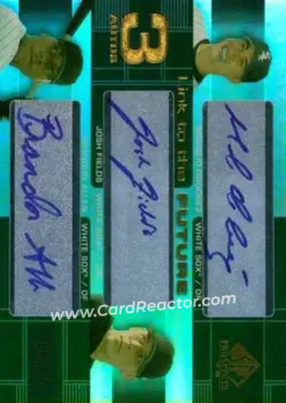 2004 SP Prospects - Link to the Future Triple Autographs #LFT-OFA - Magglio Ordonez - Josh Fields - Brandon Allen - Chicago White Sox - Front