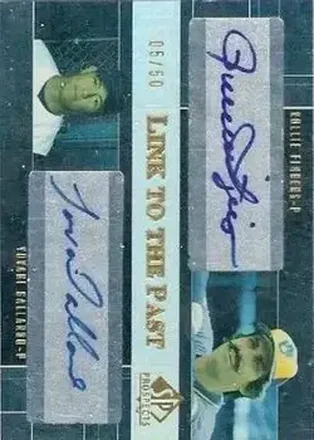 2004 SP Prospects - Link to the Past Dual Autographs #LP-RY - Rollie Fingers - Yovani Gallardo - Milwaukee Brewers