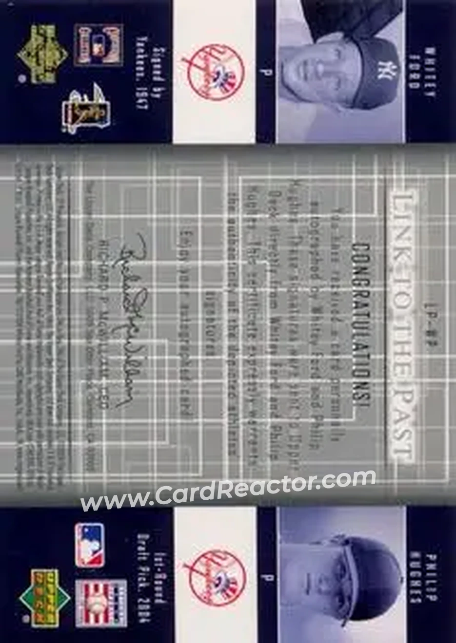 2004 SP Prospects - Link to the Past Dual Autographs #LP-WP - Whitey Ford - Philip Hughes - New York Yankees - Back
