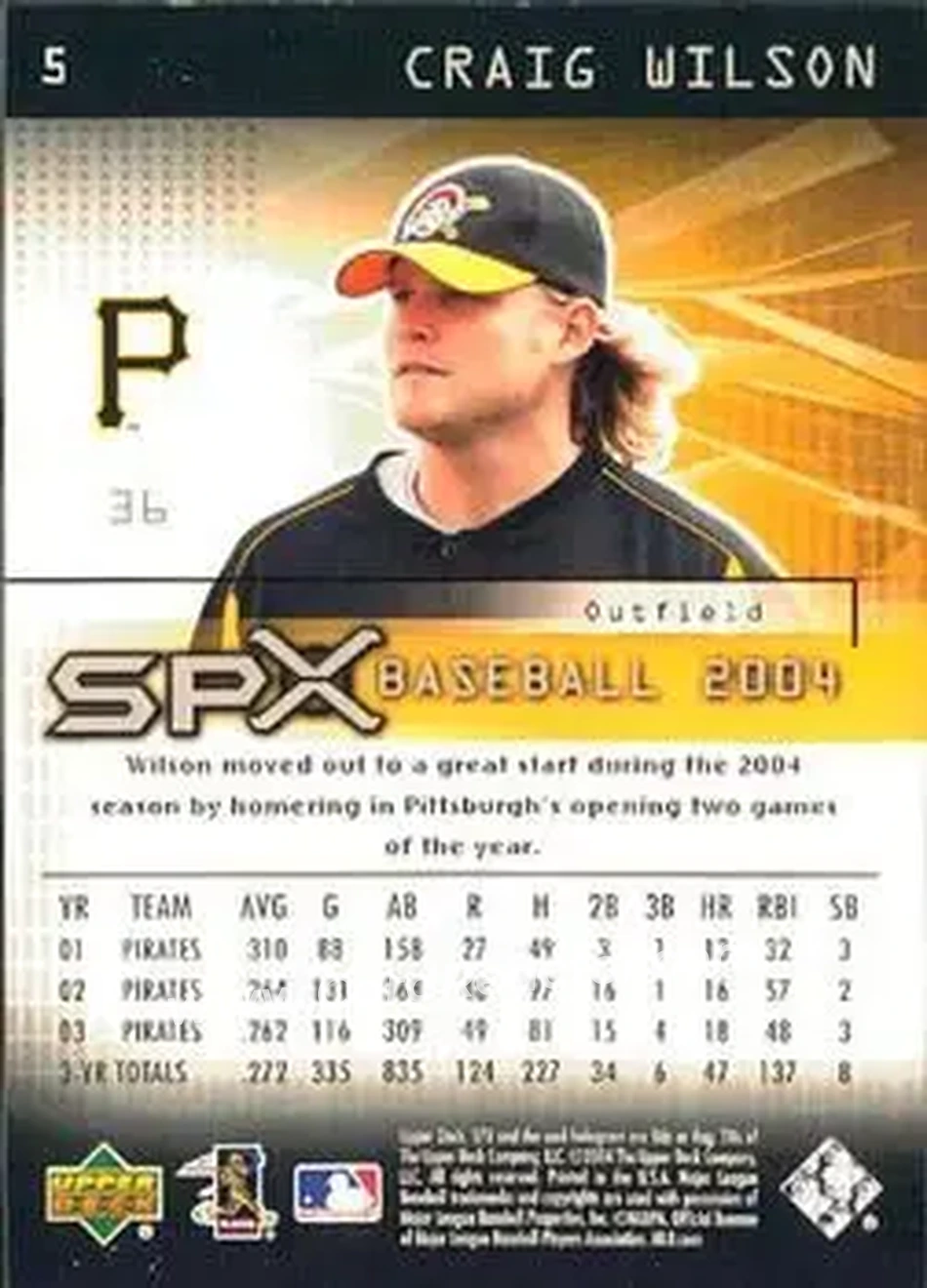 2004 SPx #5 - Craig Wilson - Pittsburgh Pirates - Back 2004 SPx #5 - Craig Wilson - Pittsburgh Pirates - Back