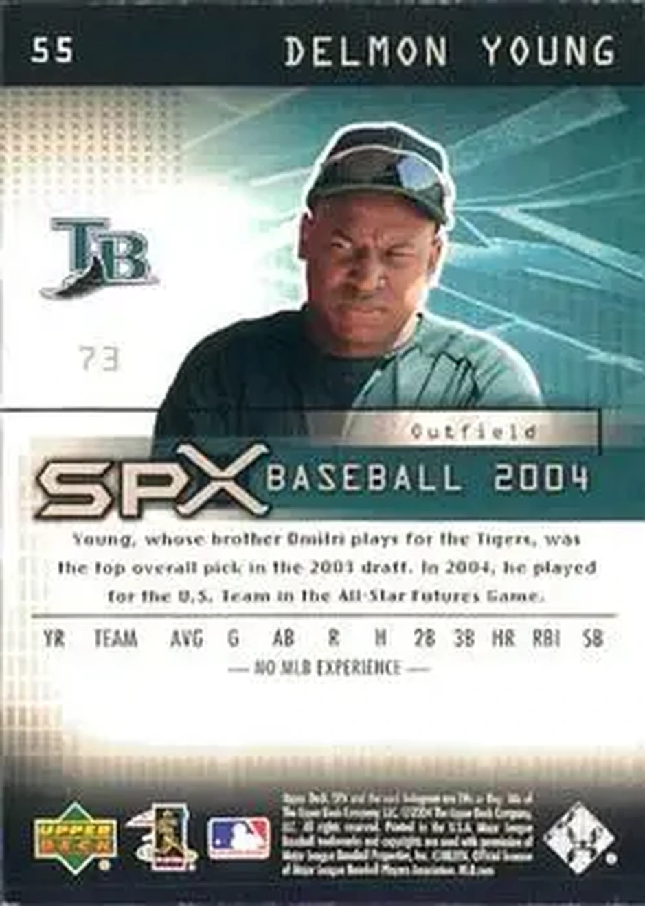 2004 SPx #55 - Delmon Young - Tampa Bay Devil Rays - Back