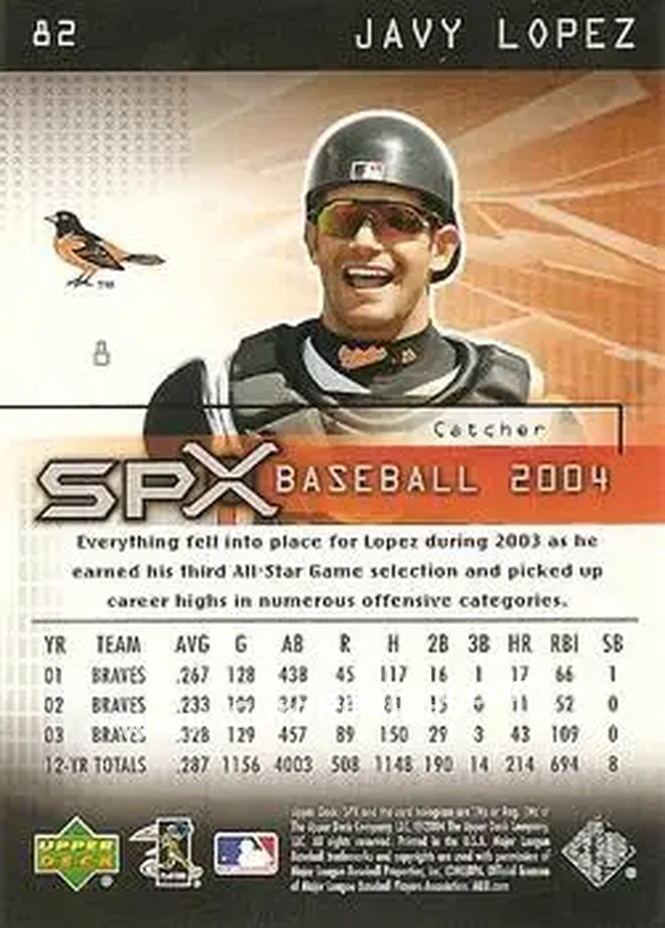 2004 SPx #82 - Javier Lopez - Baltimore Orioles - Back 2004 SPx #82 - Javier Lopez - Baltimore Orioles - Back