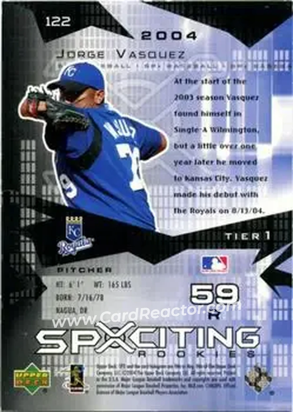 2004 SPx #122 - Jorge Vasquez - Kansas City Royals - Back