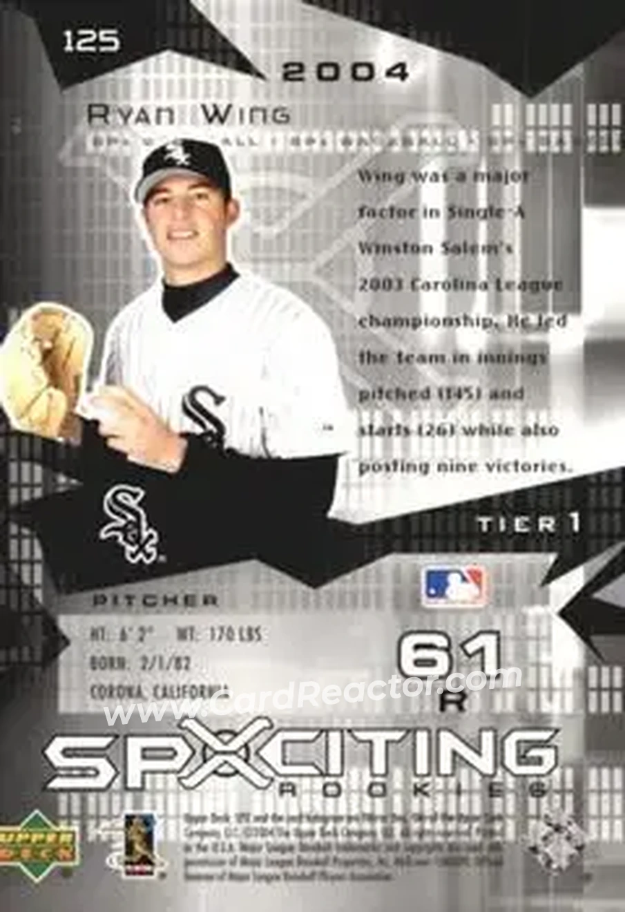 2004 SPx #125 - Ryan Wing - Chicago White Sox - Back 2004 SPx #125 - Ryan Wing - Chicago White Sox - Back