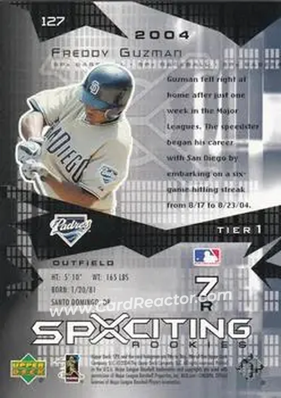 2004 SPx #127 - Freddy Guzman - San Diego Padres - Back 2004 SPx #127 - Freddy Guzman - San Diego Padres - Back