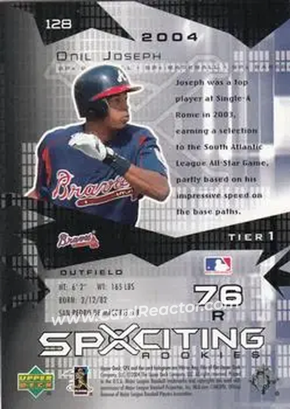 2004 SPx #128 - Onil Joseph - Atlanta Braves - Back 2004 SPx #128 - Onil Joseph - Atlanta Braves - Back