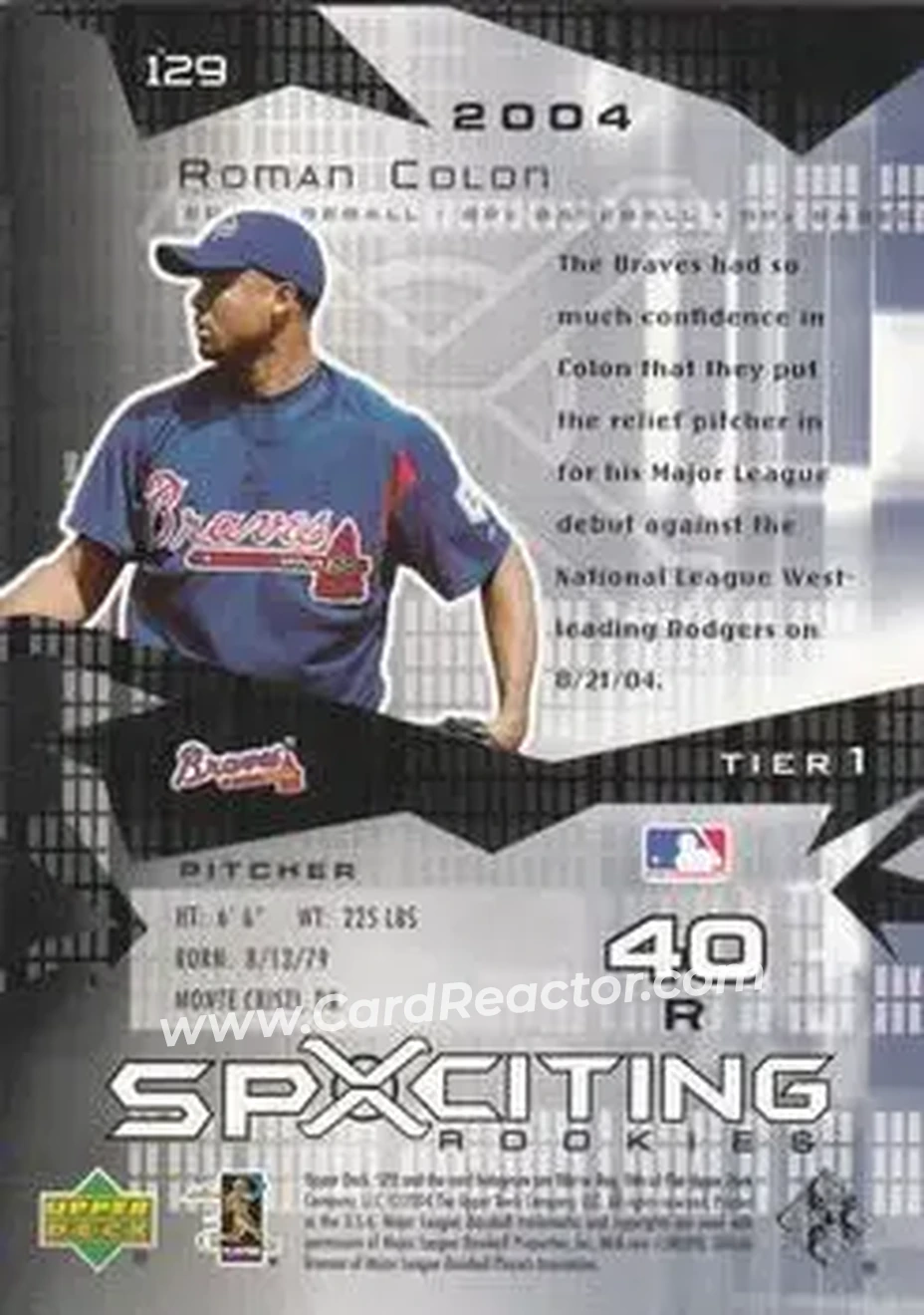 2004 SPx #129 - Roman Colon - Atlanta Braves - Back