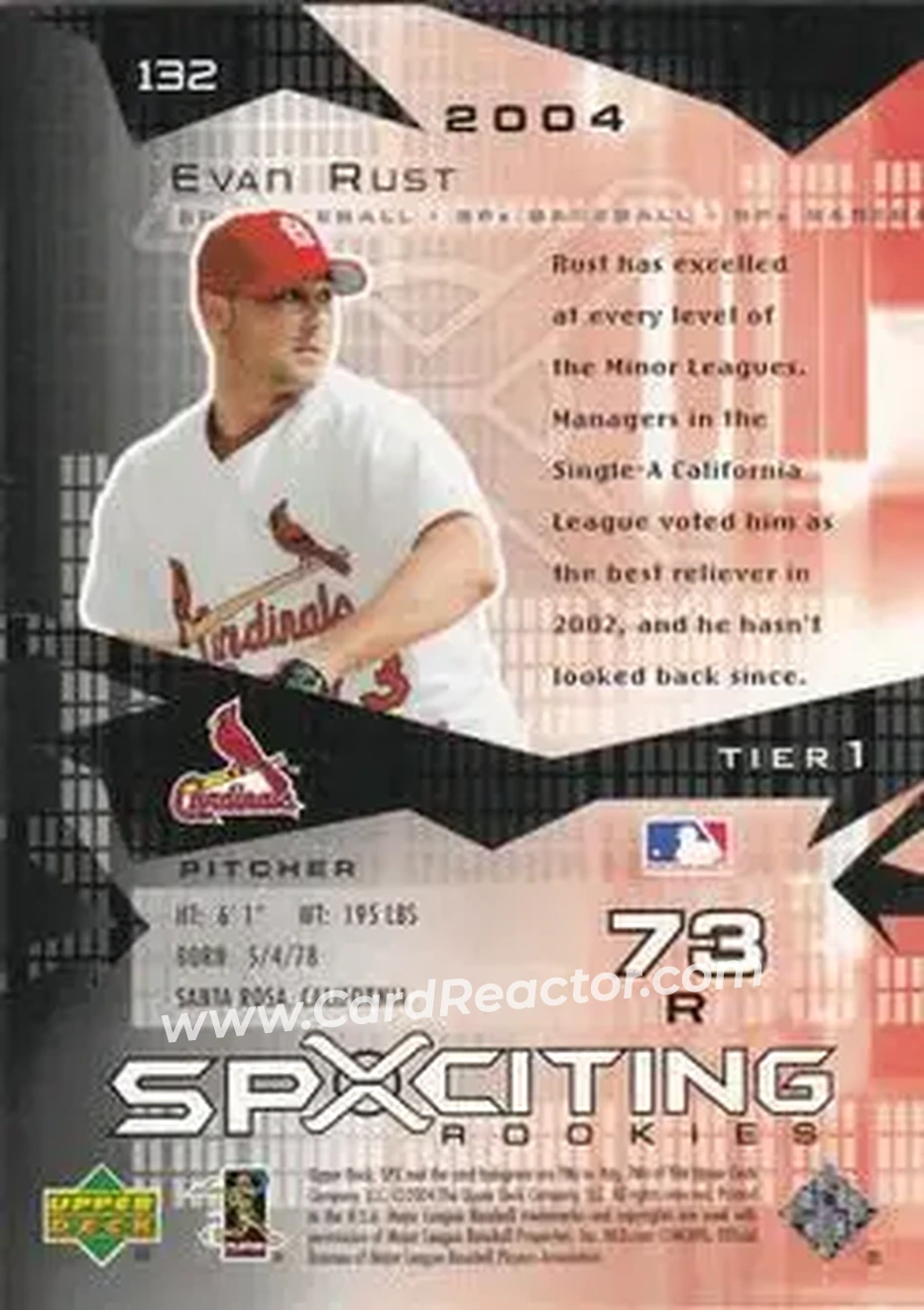 2004 SPx #132 - Evan Rust - St. Louis Cardinals - Back 2004 SPx #132 - Evan Rust - St. Louis Cardinals - Back