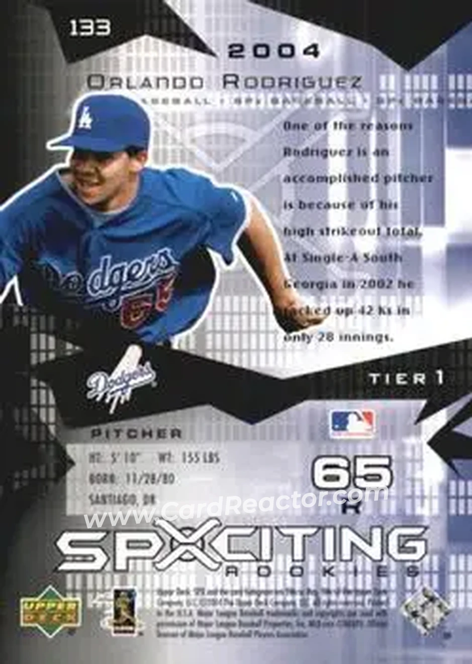2004 SPx #133 - Orlando Rodriguez - Los Angeles Dodgers - Back