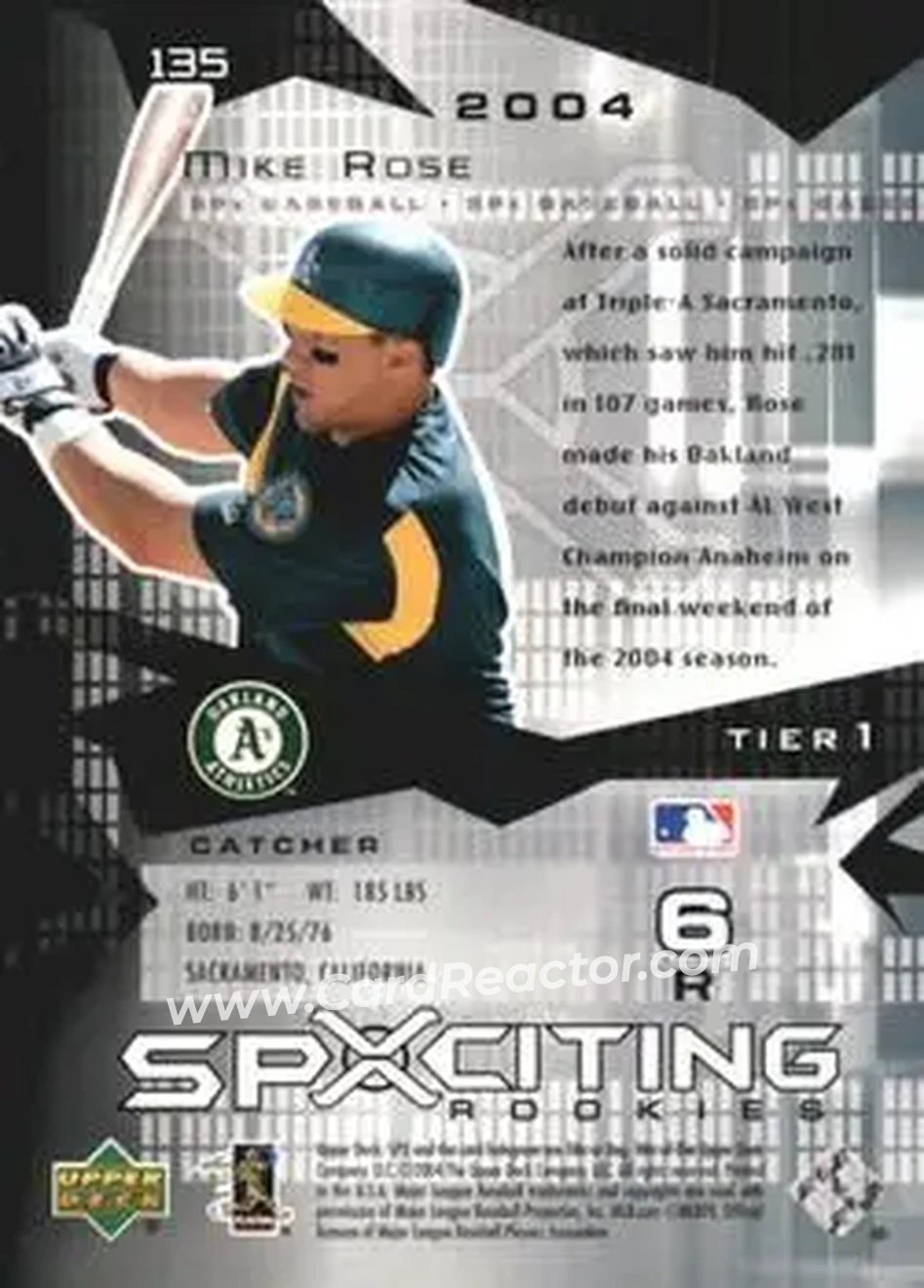 2004 SPx #135 - Mike Rose - Oakland Athletics - Back 2004 SPx #135 - Mike Rose - Oakland Athletics - Back