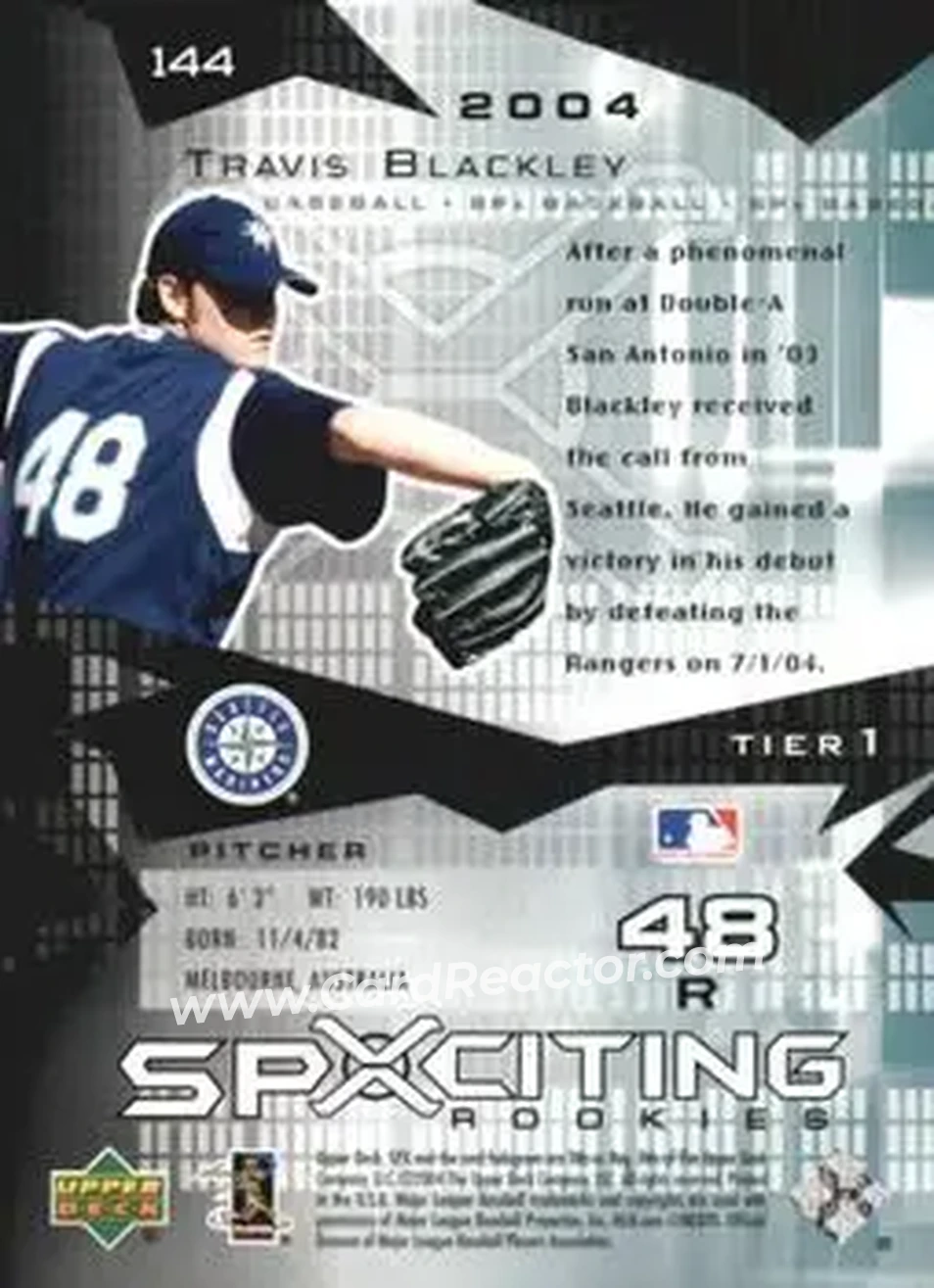 2004 SPx #144 - Travis Blackley - Seattle Mariners - Back