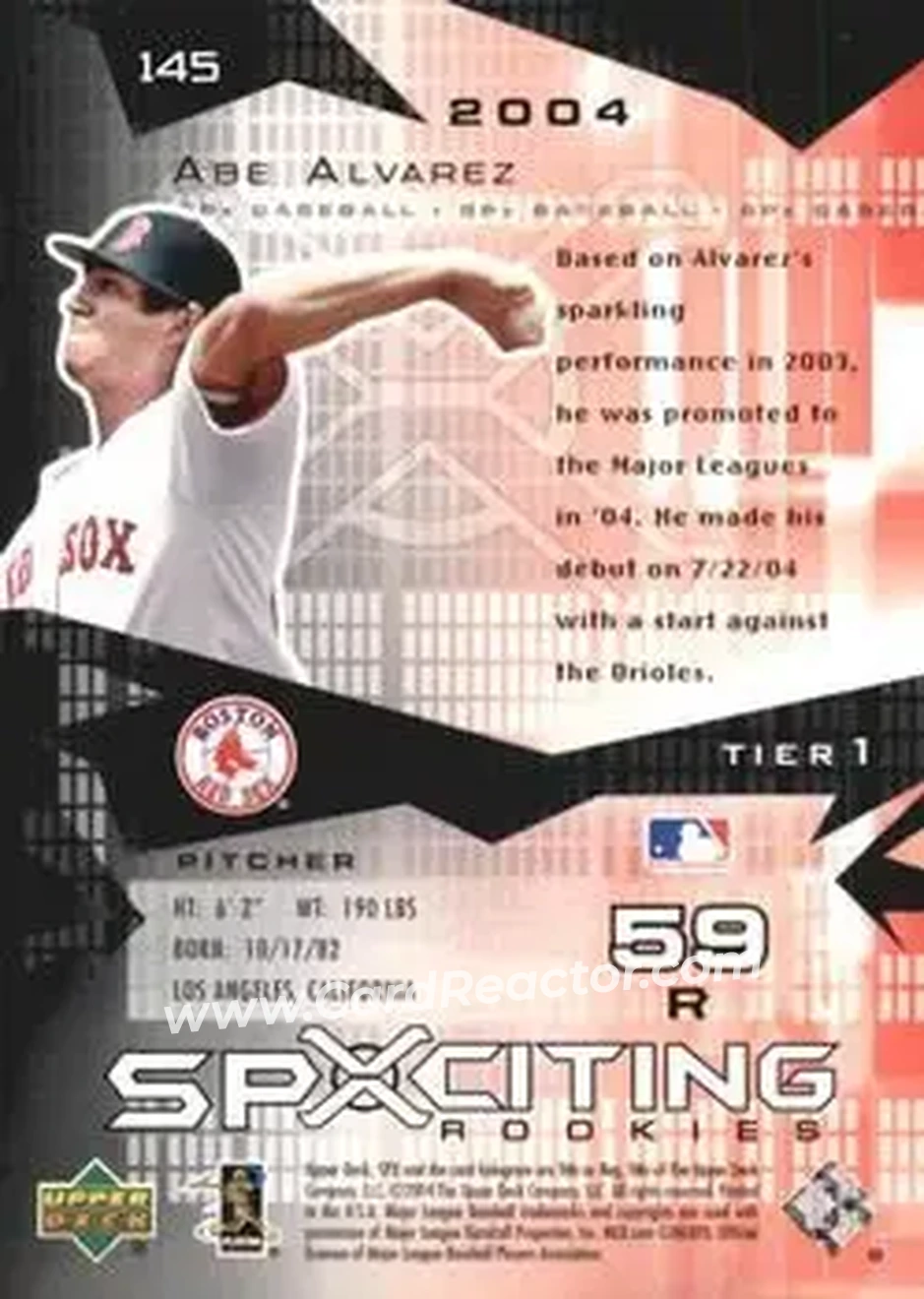 2004 SPx #145 - Abe Alvarez - Boston Red Sox - Back