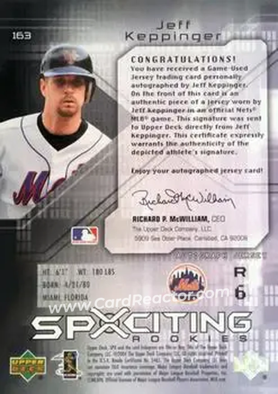 2004 SPx #163 - Jeff Keppinger - New York Mets - Back