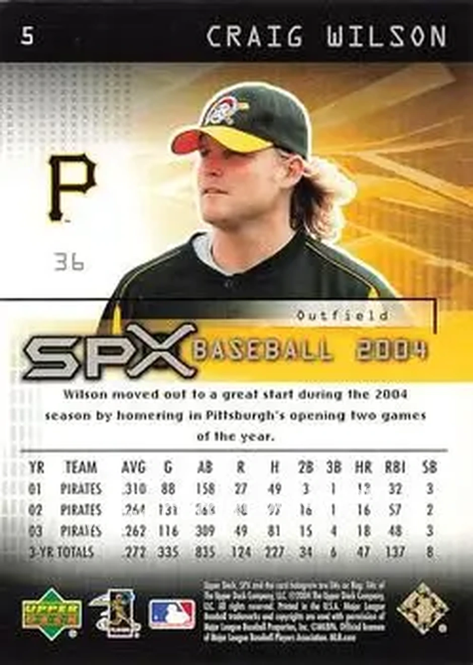 2004 SPx - Spectrum #5 - Craig Wilson - Pittsburgh Pirates - Back