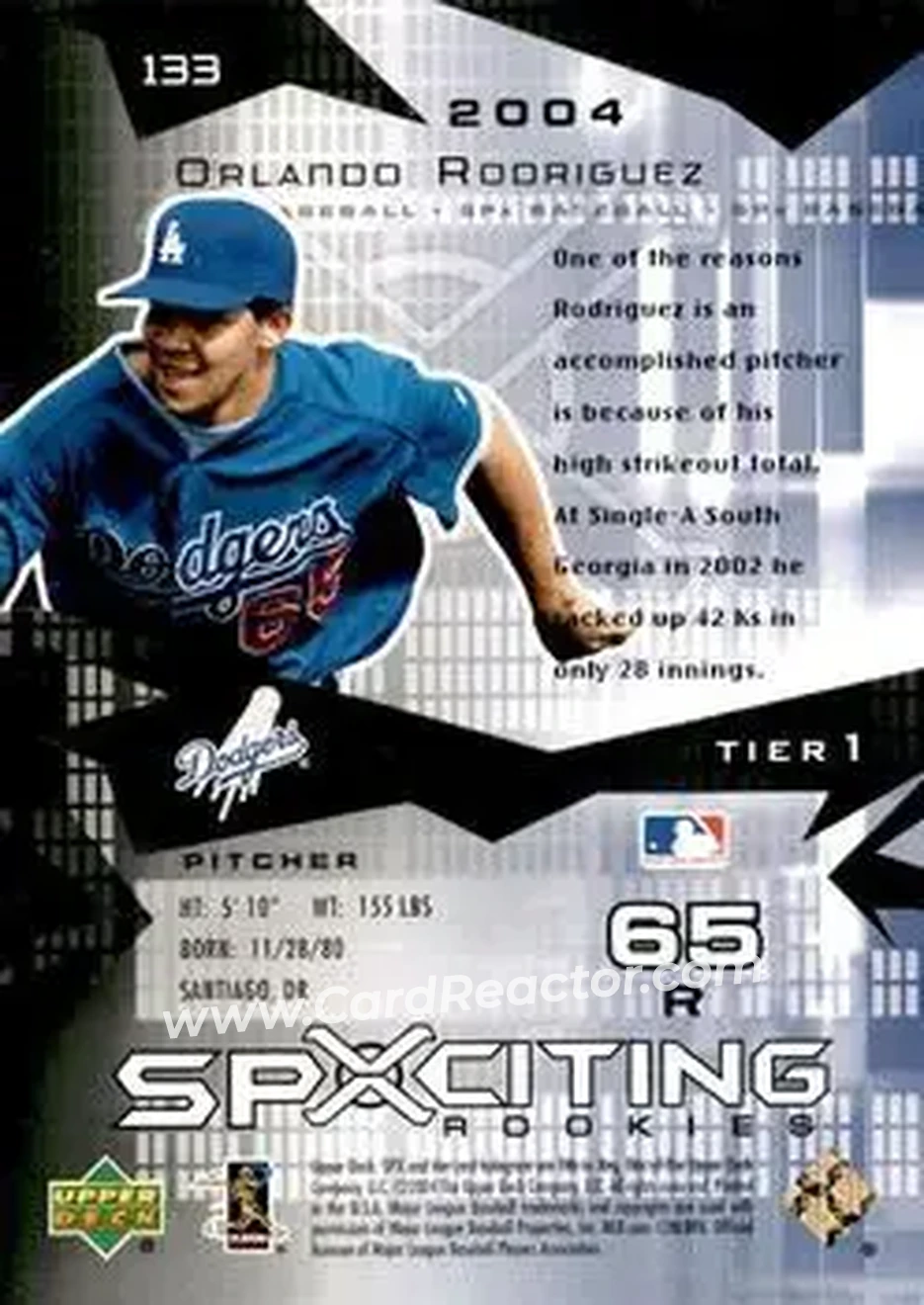 2004 SPx - Spectrum #133 - Orlando Rodriguez - Los Angeles Dodgers - Back