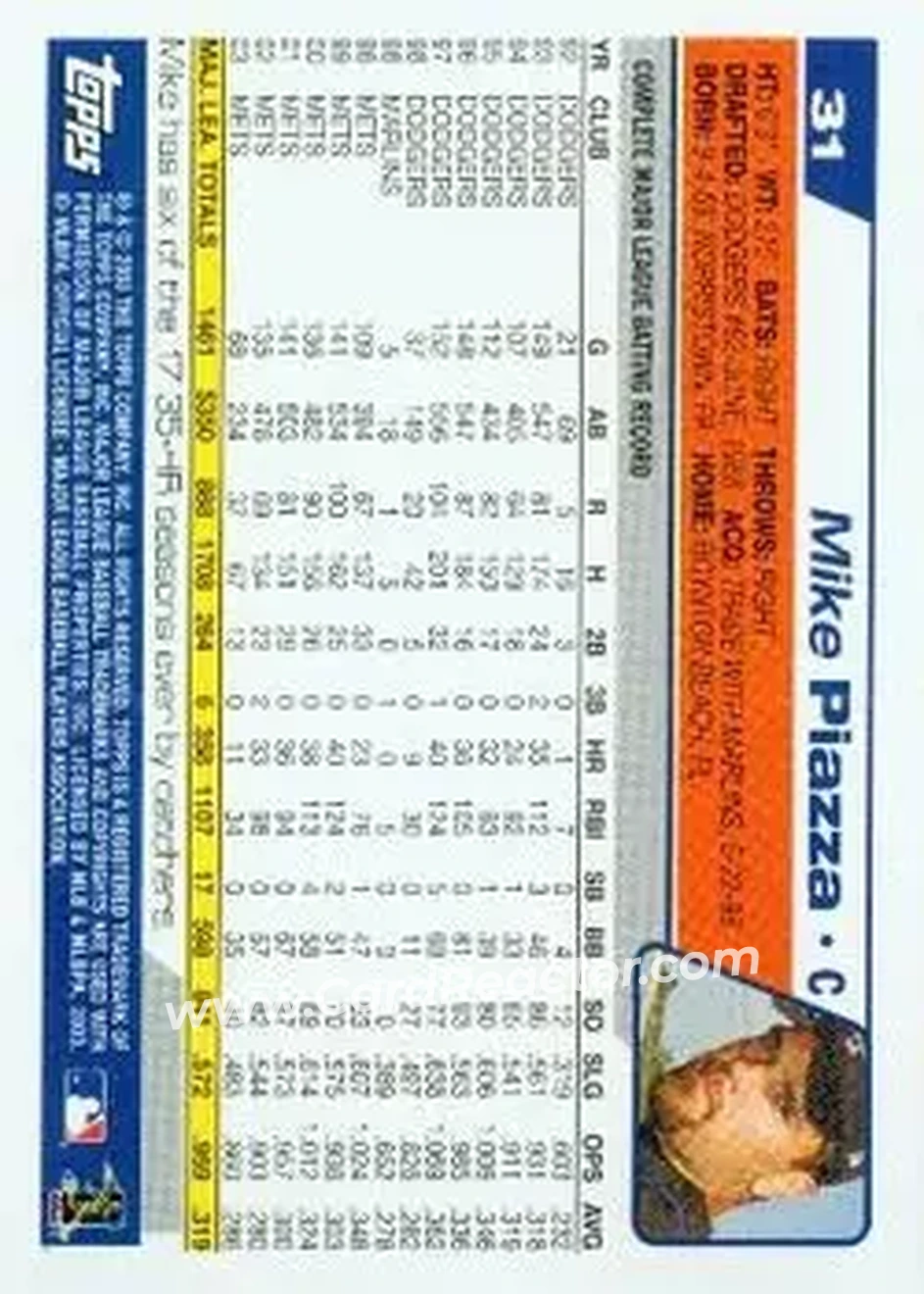 2004 Topps #31 - Mike Piazza - New York Mets - Back 2004 Topps #31 - Mike Piazza - New York Mets - Back