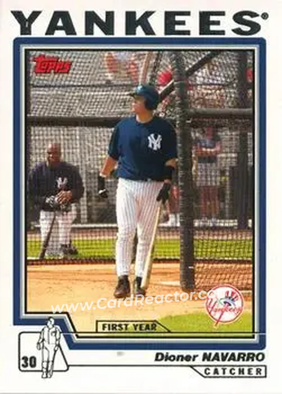 2004 Topps #305 - Dioner Navarro - New York Yankees - Front